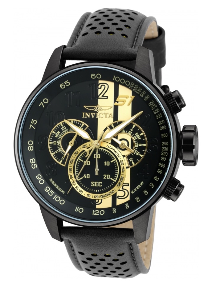 Black And Gold Mens Sport Chronograph Watch